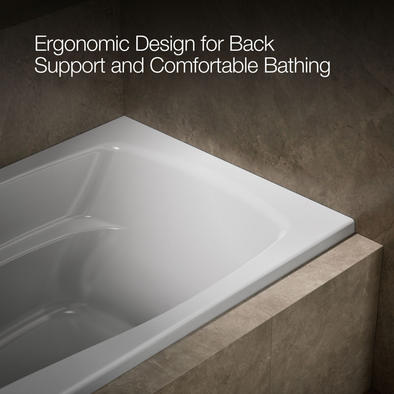 Mariposa 66" x 36" Drop In Soaking Bathtub, White, Left
