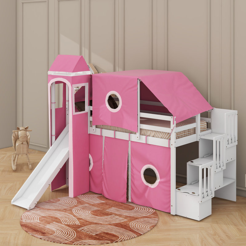 Lit mezzanine simple avec tente et tour