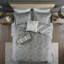 Couvre-lit 5 pièces pour grand lit, coussins 100% sarcelle inclus, rembourrage en vermicelle en coton avec coussin inversé en microfibre
