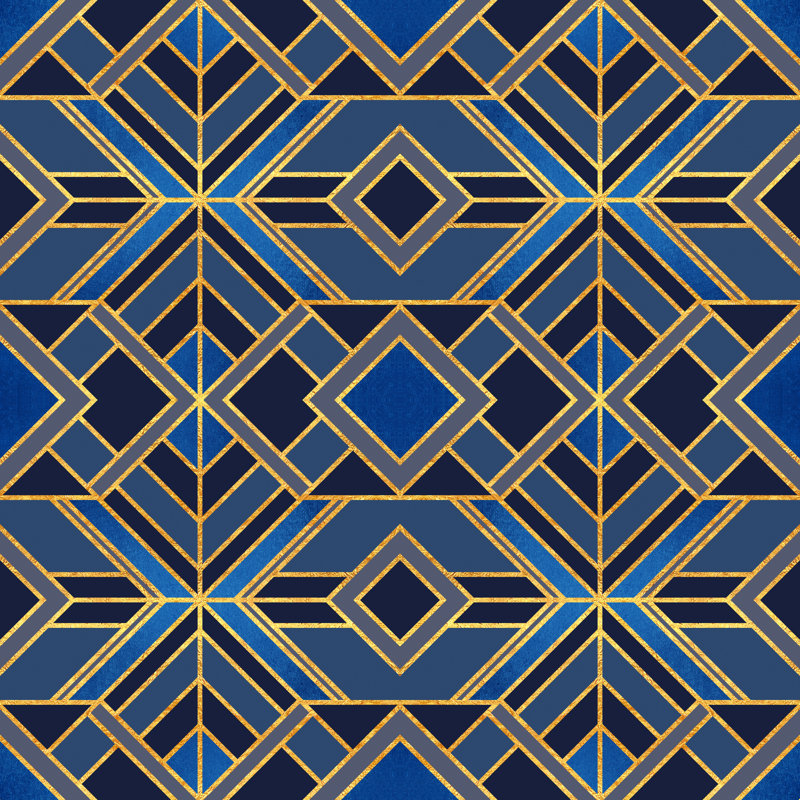 Bleu Geo, H 20 po x l 20 po x P 1,25 po, Non, Toile tendue