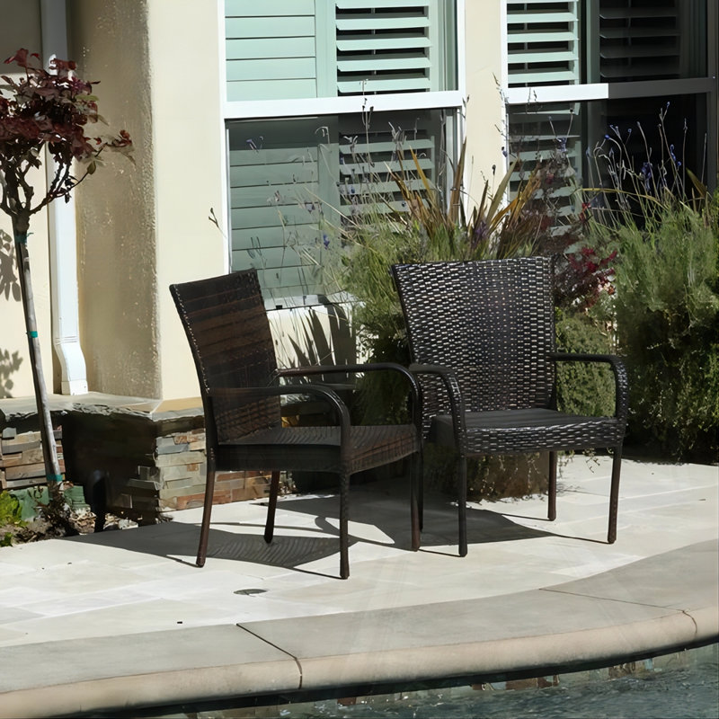 Set Of 2 Acacia Wood Patio Armchair, Brown