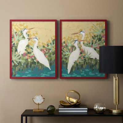 Reproduction encadrée Heron Lagoon I-Premium - prête à être accrochée - aucun clou requis - aucun clou requis