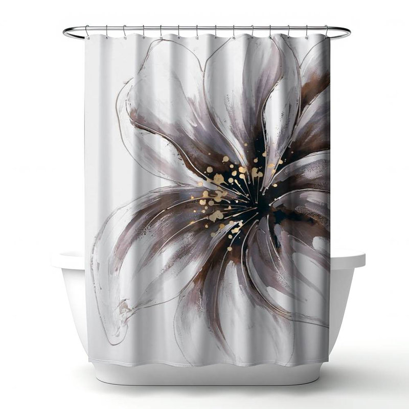 Floral – Polyester Shower Curtain, Dye Sublimation Print, 71" W × 74" L