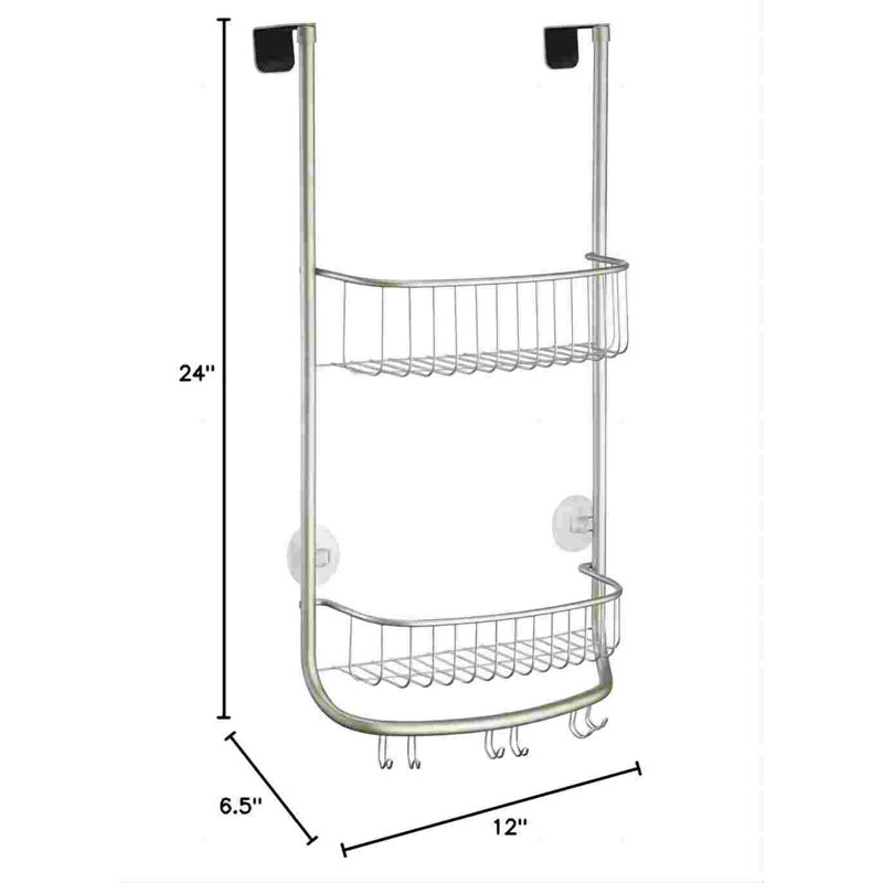 Matte Black Metal Over-the-Door Shower Caddy with Hooks
