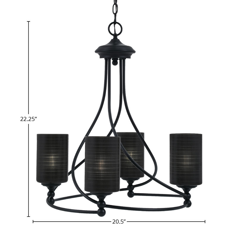 Lustre 4 lumières Capri, Gris, Noir mat