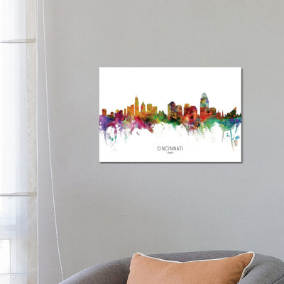 «Cincinnati Ohio Skyline» par Michael Tompsett, impression sur toile tendue