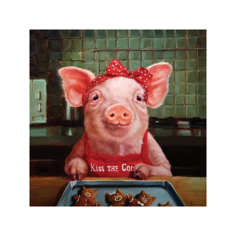 Gingerbread Pigs by Lucia Heffernan - Wrapped Canvas Painting, 45.72 cm H x 45.72 cm W x 1.91 cm D