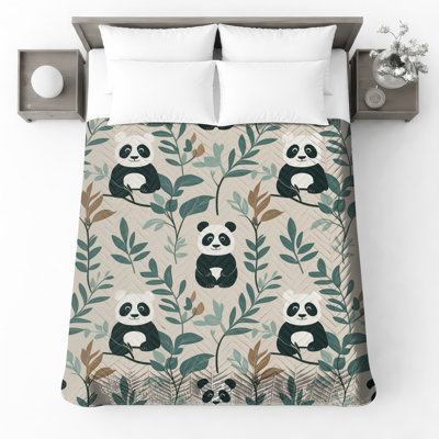 Panda and Leaves Bedding Panda, couvre-lit animal