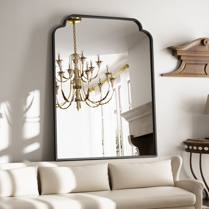 Miroir mural symétrique en alliage d'aluminium pour la salle de bain et la décoration intérieure, 40 po x 30 po, Noir