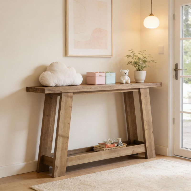 Table de canapé étroite, console Twotier, table d'entrée en bois