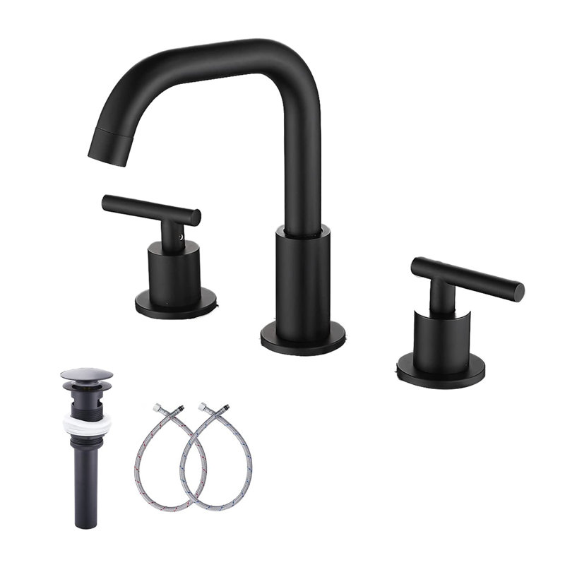 Robinet de salle de bain à large entraxe avec bonde, Bronze huilé