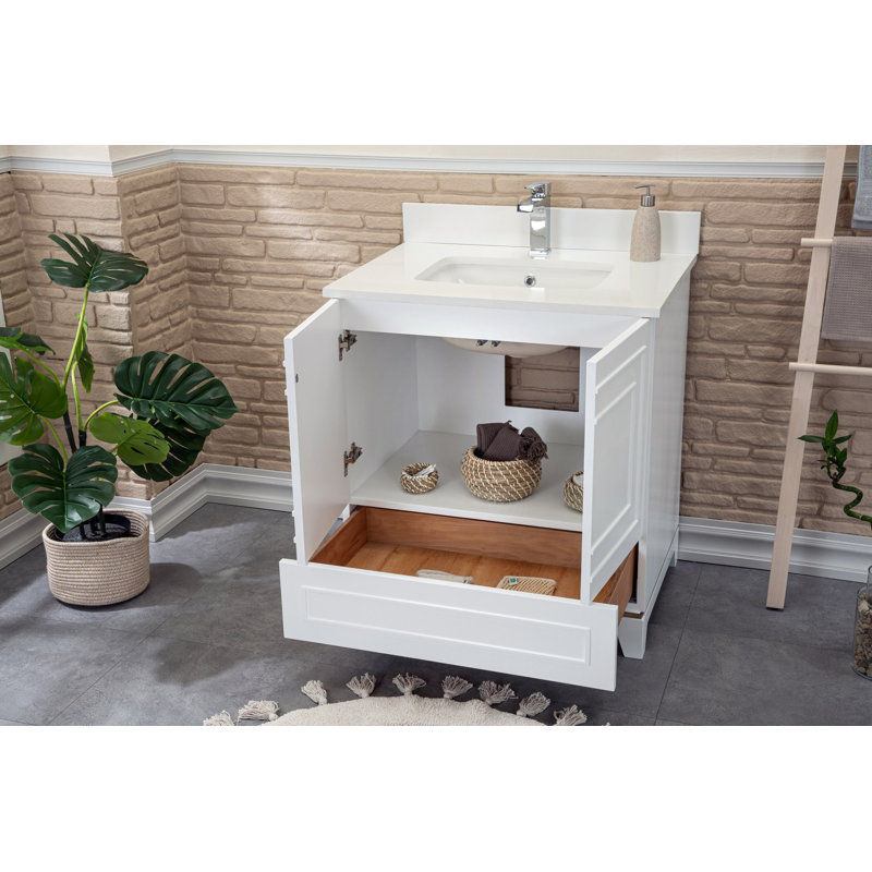 Ensemble de meuble-lavabo 29,5 "avec miroir Chalyse, Blanc