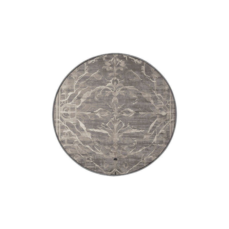 Tapis gris lavable à la machine, Rond 8 pi