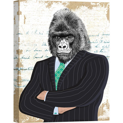Distinguished Boss Gorilla by Matt Spencer - Wrapped Canvas Print