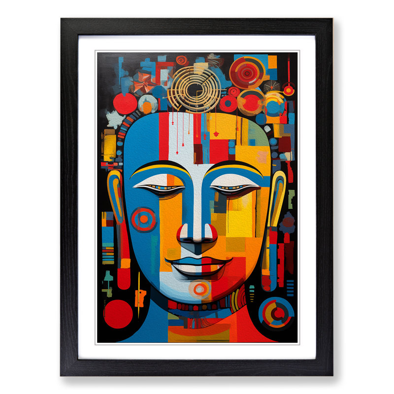 Buddha Constructivism No.2 - Framed Print, 34cm H x 25cm W x 2cm D, Black Framed