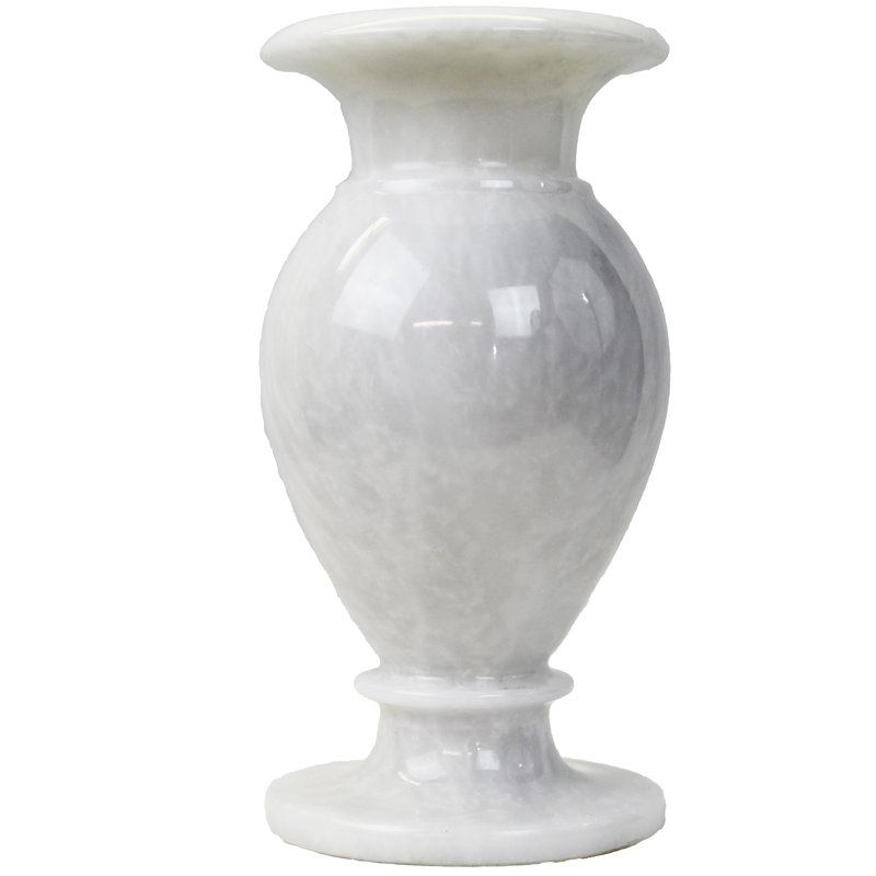 Vase de table en marbre décoratif fabriqué main Teo, Blanc