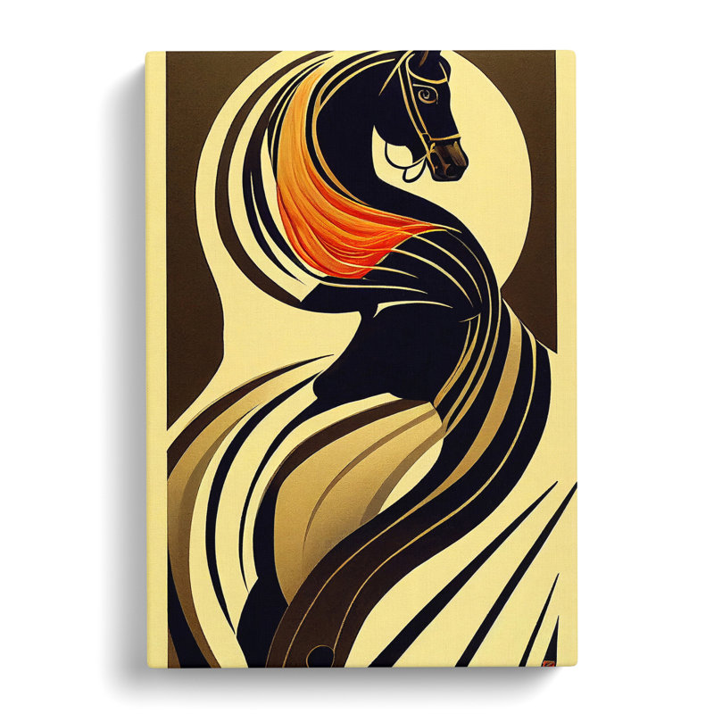 Art Deco Horse No.3 - Wrapped Canvas Print, 50cm H x 35cm W x 3cm D