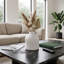 Vase décoratif décoratif moderne en terre cuite pour table de la maison - Grand vase à fleurs pour le salon ou le vestibule - 9 po, blanc