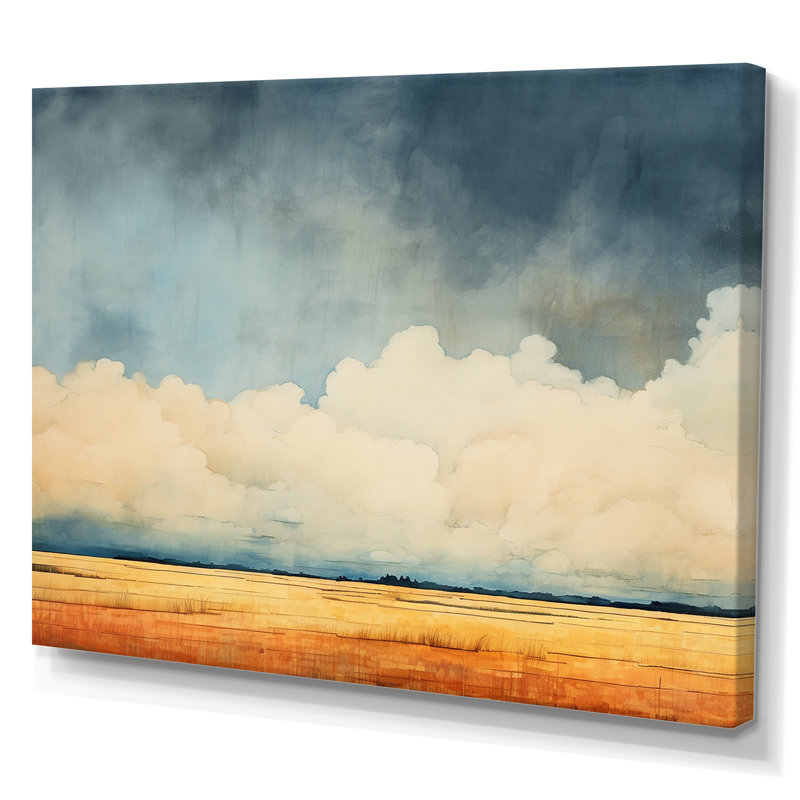 " Beige Storm Meadow Charm ", Wrapped Canvas, 34" H x 44" W x 1.5" D