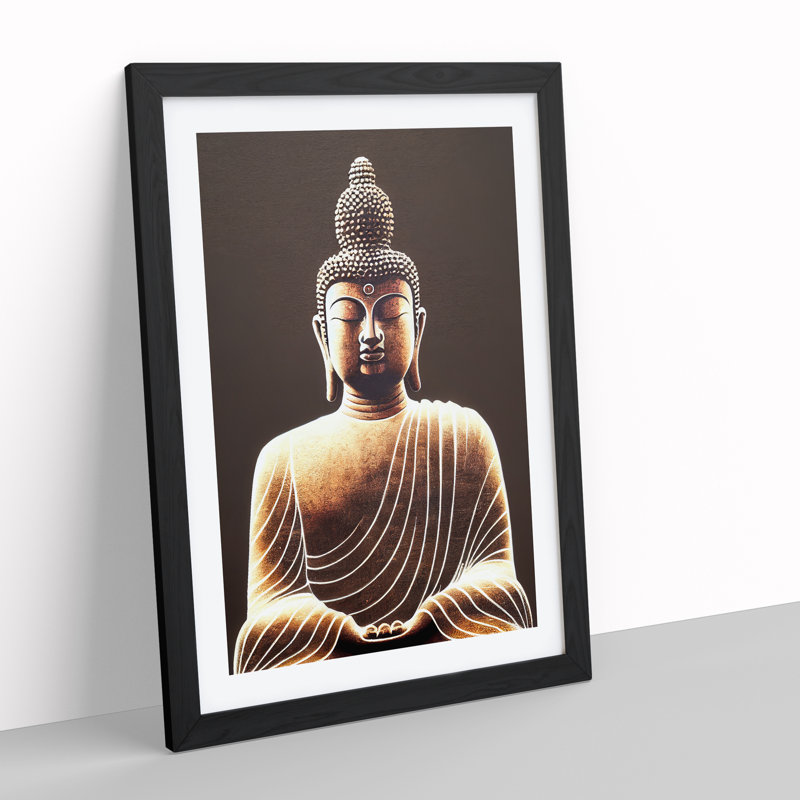 Gentle Buddha 1 Piece Single Picture Frame Wall Art, 46cm H x 34cm W x 2cm D, Black