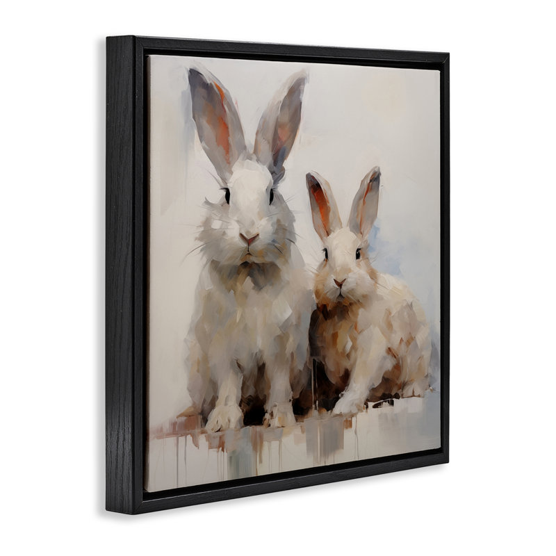  "Fluffy Spring Rabbits" par Arlington Prints, Cadre flottant noir de jais, H 18 po x l 18 po