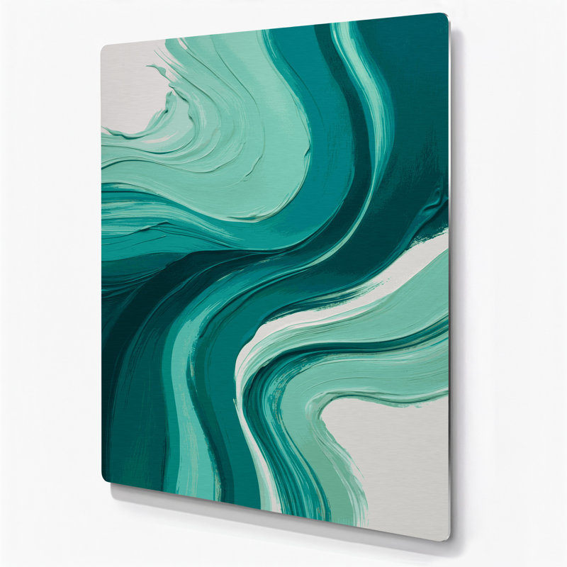 Art mural abstrait en métal vert 98, H 11 po x l 14 po
