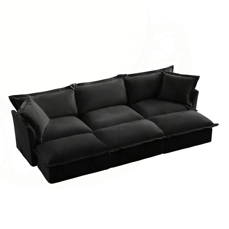 Canapé confortable à housse 3 places avec coussins moelleux pour le salon, Noir