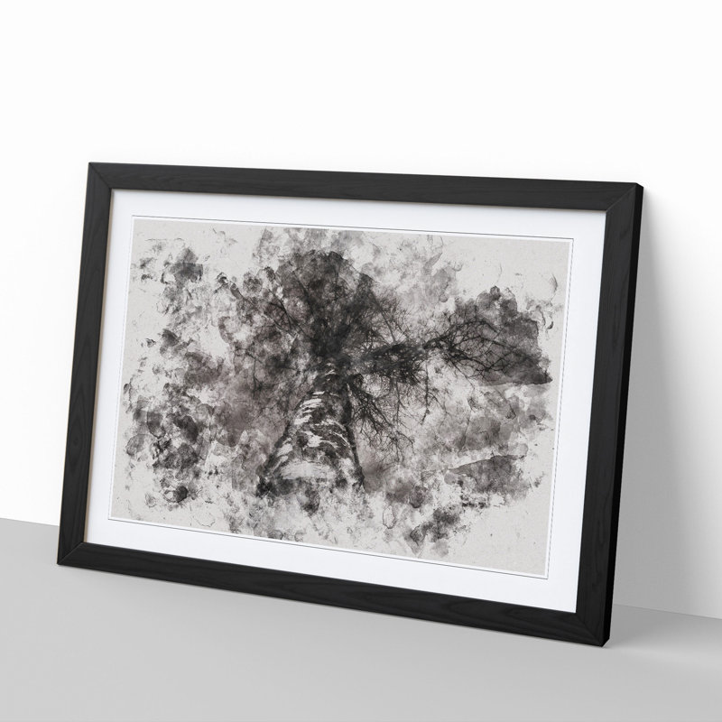 Birch Tree - Picture Frame Painting, 48cm H x 65cm W x 2cm D, Black