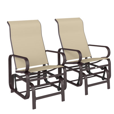 Ensemble de chaises coulissantes pour l'extérieur pour l'extérieur, avec balançoire lisse et construction légère pour la cour, brun / kaki