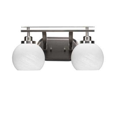 Barre d'éclairage de salle de bain 2 lumières Alirra avec verre 5,75 po