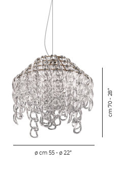Giogali Suspension 35 Crystal Transparent Matt Bronze 1 E26 Ul 1, 90" H x 14.5" W x 14.5" D, Matte Bronze