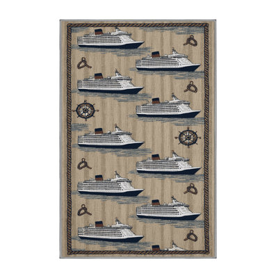 Washable Cruise ships Nautical Area Rug