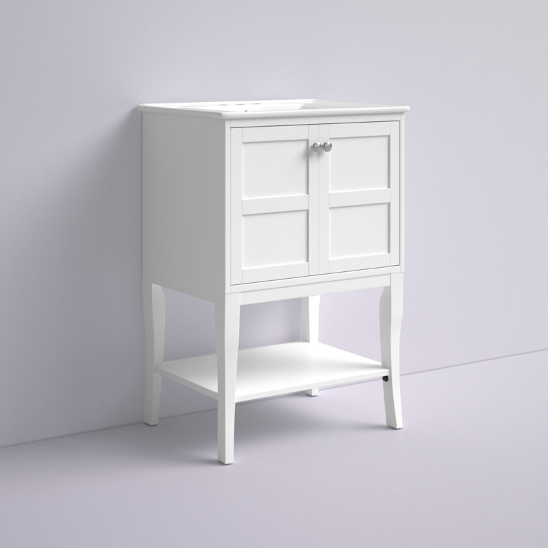 Lucin Single Bathroom Vanity with Ceramic Top, White