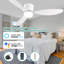 Ventilateurs de plafond encastrés intelligents de 52 po avec télécommande, moteur à courant continu silencieux, ventilateur de plafond blanc intérieur à profil bas, commande avec application Alexa WIFI, à intensité variable, pales en ABS, pour patio de chambre à coucher moderne