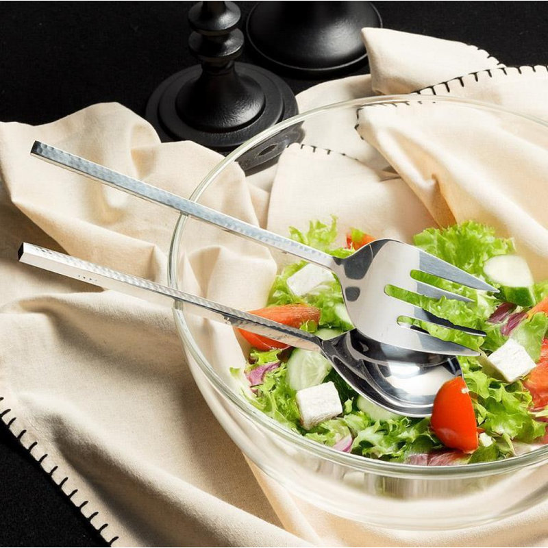 Shiny Hammer Finish Salad Serving Utensils