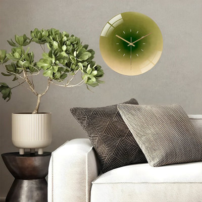 12" Round Tempered Glass Wall Clock with Silent Quartz Movement