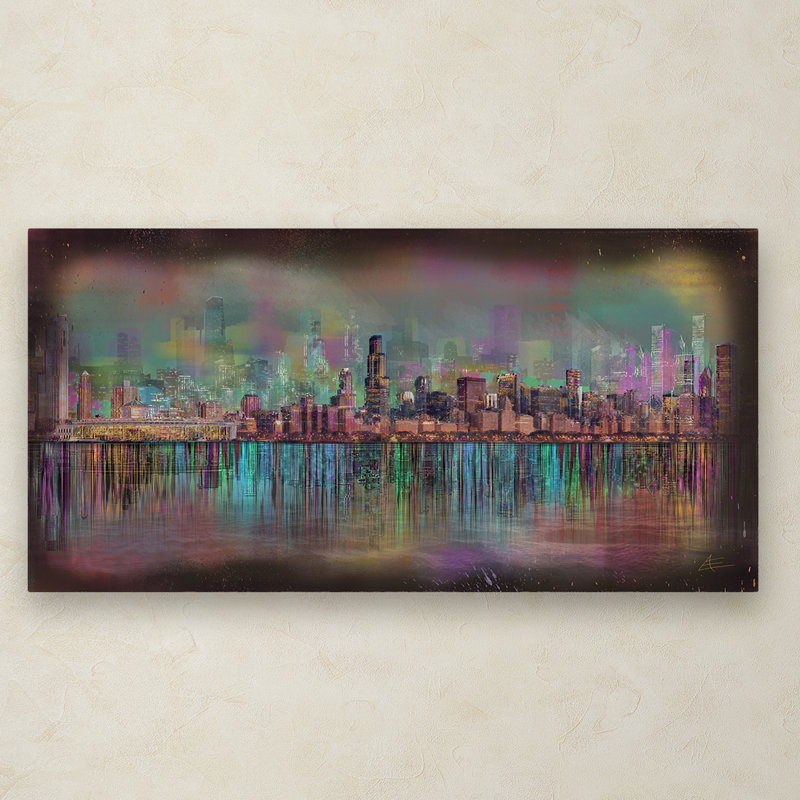 "Chicago" par Imelde, reproduction d'art sur toile tendue, H 10 po x l 19 po x P 2 po
