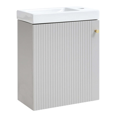 Armoire murale de meuble-lavabo murale contemporaine 16 po avec lavabo en céramique Maaris - idéale pour les petites salles de bain