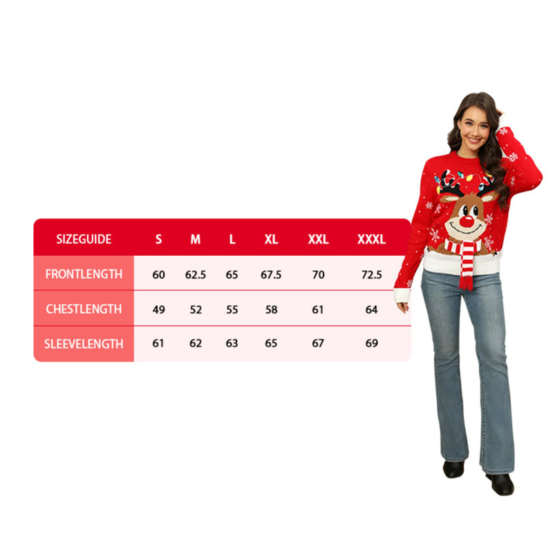 Festive Fun Christmas Reindeer Scarf Jumper, Medium