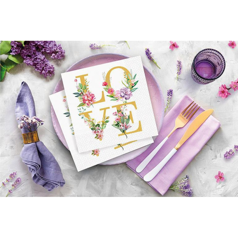 Ensemble de 20 serviettes de table Love