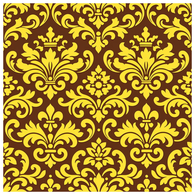 Tapisserie murale jaune et brun damassé, 50in H x60in W with 4 Grommets