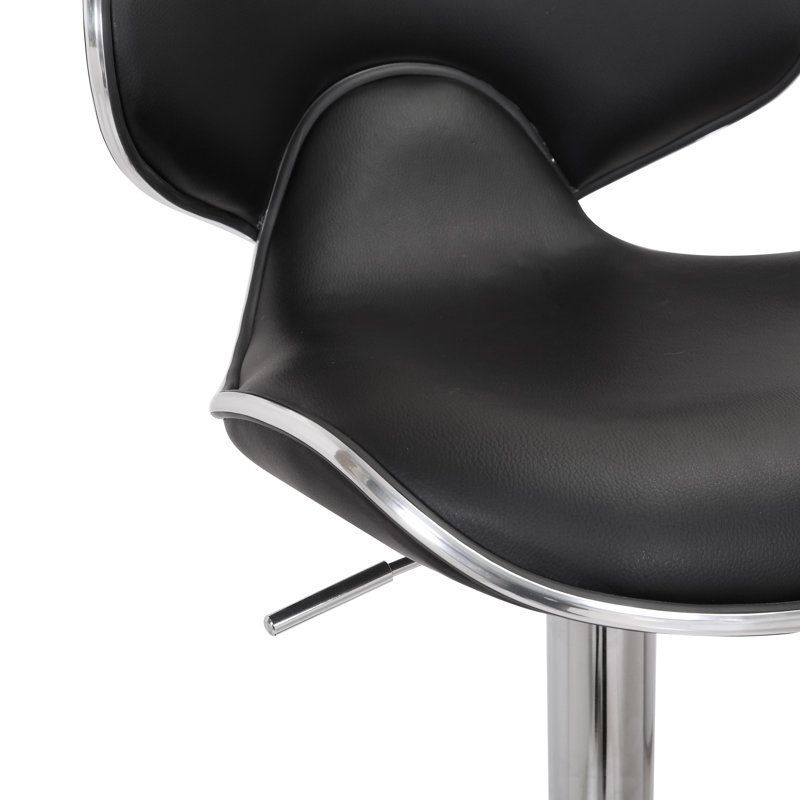Basnight Swivel Upholstered Counter Stool with Metal Frame, Black