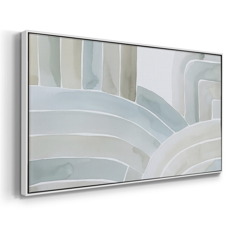 Estuaries I - Toile tendue avec châssis encadré - Prêt à être accroché, H 21 po x l 41 po, Blanc