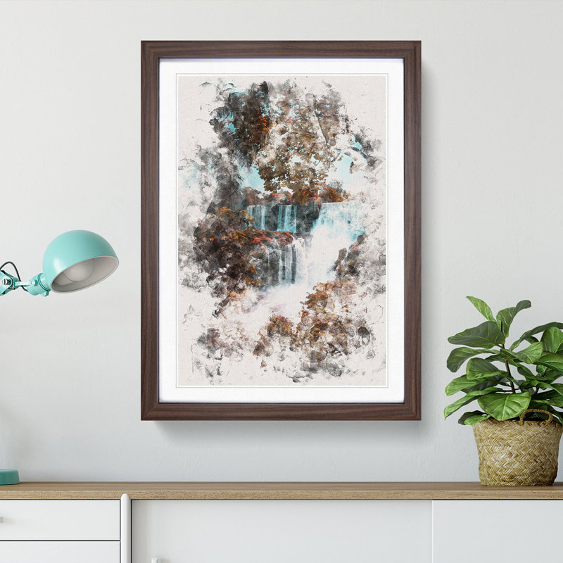 Iguazu Falls National Park in Argentina - Picture Frame Painting Print, 45cm H x 33cm W x 2cm D, Walnut Framed
