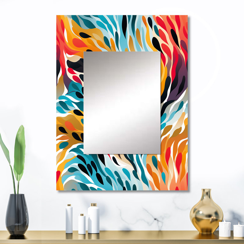 Alshon Rainbow Cheetah Waves - Abstract Unique Mirror, Abstract Large Wall Mirror, Printed Metal Art, 32" x 24"