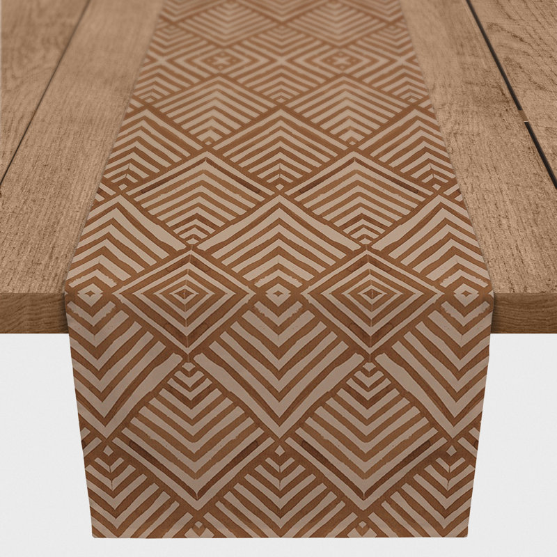 Chemin de table Azlin, 72 po x 16 po, rouille, Géométrique 1