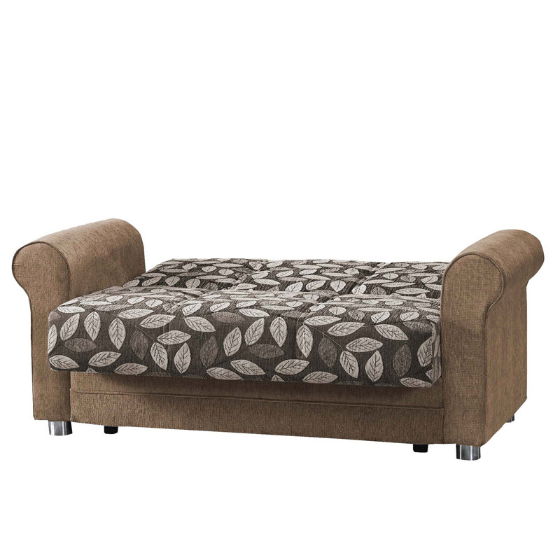 Causeuse convertible rembourrée avec rangement, Beige/brun
