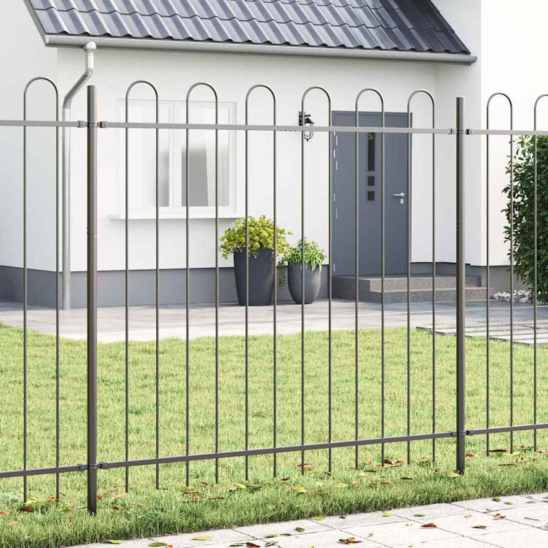 Clôture de jardin vidaXL 6 pièces, gris, 33,46 po x 4,92 pi, acier thermolaqué