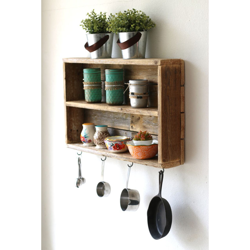 Belanger 2 Piece Pine Wood Tiered Shelf, Natural, 14'' H x 24'' W x 4'' D
