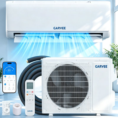 Mini climatiseur à deux compartiments, refroidissant et chauffant, 24000BTU 21 SEER2 avec Energy-Star, 208-230V, unité CA WiFi, faible bruit, contrôle intelligent, compatible avec Alexa, refroidissement et chaleur pour une pièce jusqu'à 1500 pieds carrés